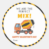 Cute Construction Truck - Kids Classroom Valentine Ronde Sticker (Voorkant)