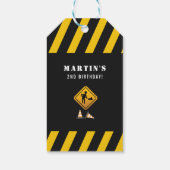 Cute Construction Trucks Birthday Kinder Dank u we Cadeaulabel (Achterkant)