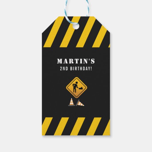 Cute Construction Trucks Birthday Kinder Dank u we Cadeaulabel (Achterkant)