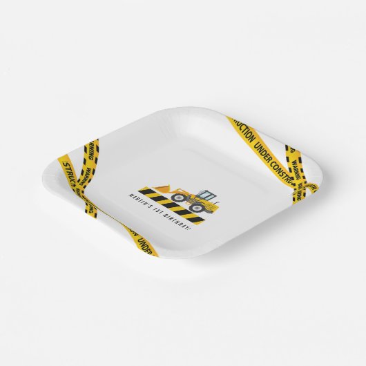 Cute Construction Trucks Party Favors Tableware Papieren Bordje (Gebogen)