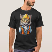 Cute Construction Worker Cat With A Hard Hat Graph T-shirt (Voorkant)