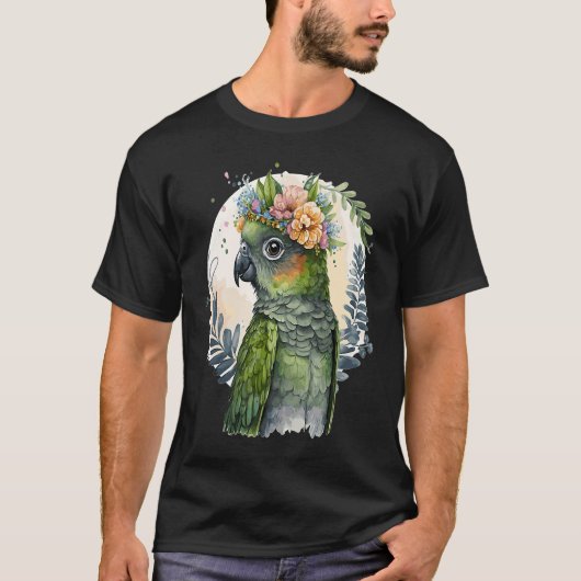 Cute Conure Parrot Bird Flower Crown Pet Birds T-shirt (Voorkant)