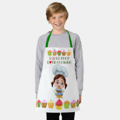 Cute cook cartoon personage met cupcakes schort (Gedragen)