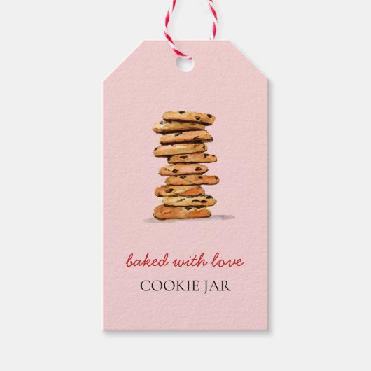 Cute Cookie bakkerij roze waterverf cadeau labels Cadeaulabel (Voorkant)