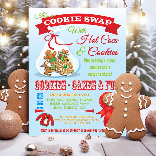 Cute Cookie Exchange Swap-uitnodiging Kaart
