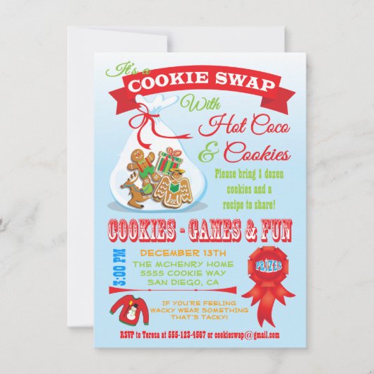 Cute Cookie Exchange Swap-uitnodiging Kaart (Voorkant)