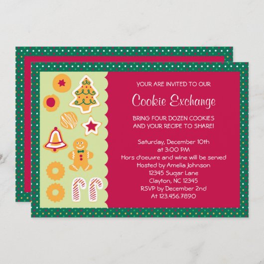 Cute Cookie Exchange-uitnodiging Kaart (Voorkant / Achterkant)