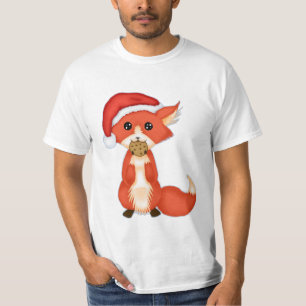 Cute Cookie Fox die een kersthat draagt T-shirt