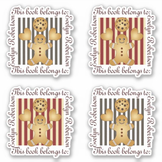 Cute Cookie Gingerbrood Man Bookplaat Sticker (Voorkant)