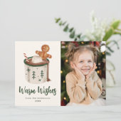 Cute Cookies en cacaofoto Feestdagenkaart (Staand voorkant)