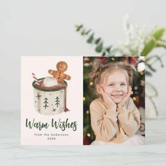 Cute Cookies en cacaofoto Feestdagenkaart (Staand voorkant)