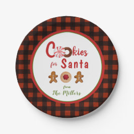 Cute Cookies voor de Santa red- en zwarte rand Papieren Bordje