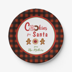 Cute Cookies voor de Santa red- en zwarte rand Papieren Bordje