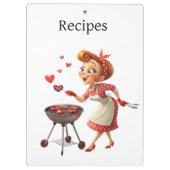 Cute Cooking Love Red Hearts Clipboard  Klembord (Achterkant)