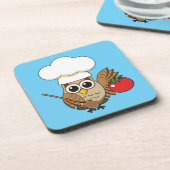 Cute Cooking Owl Cartoon Bier Onderzetter (Linkerzijde)