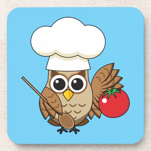 Cute Cooking Owl Cartoon Bier Onderzetter (Voorkant)