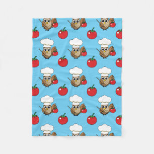 Cute Cooking Owl Cartoon Fleece Deken