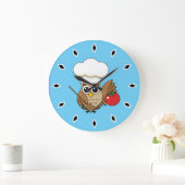 Cute Cooking Owl Cartoon Grote Klok (Huis)
