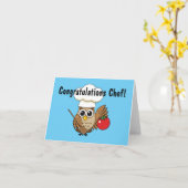 Cute Cooking Owl Cartoon | jouw tekst toevoegen Kaart (Gele Bloem)