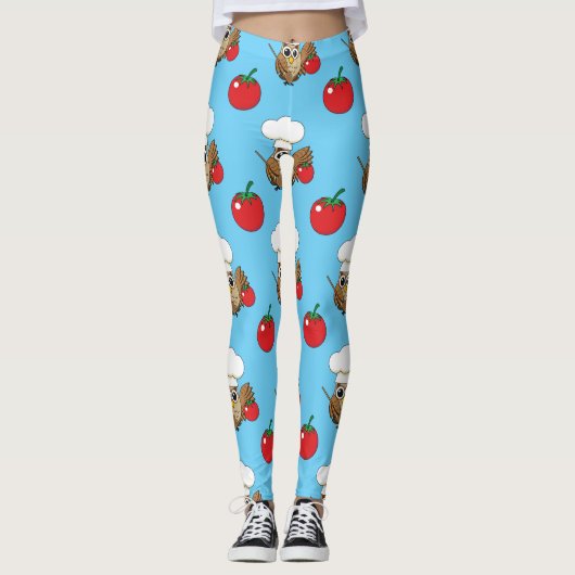 Cute Cooking Owl Cartoon Leggings (Voorkant)