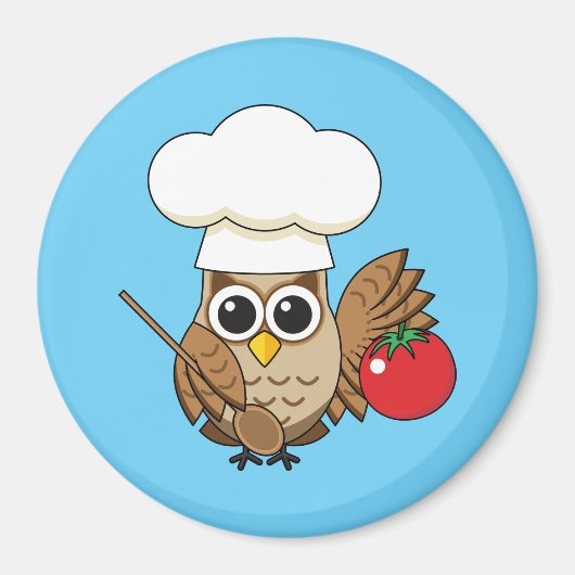 Cute Cooking Owl Cartoon Magneet (Voorkant)