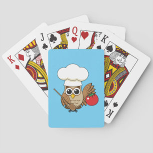 Cute Cooking Owl Cartoon Pokerkaarten