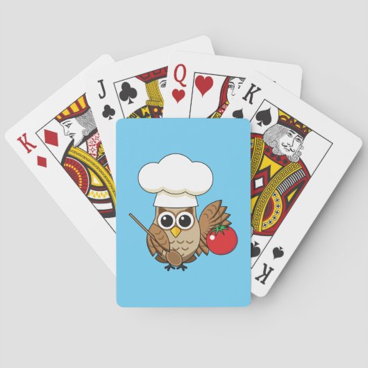 Cute Cooking Owl Cartoon Pokerkaarten (Achterkant)