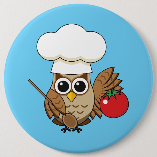 Cute Cooking Owl Cartoon Ronde Button 6,0 Cm (Voorkant)