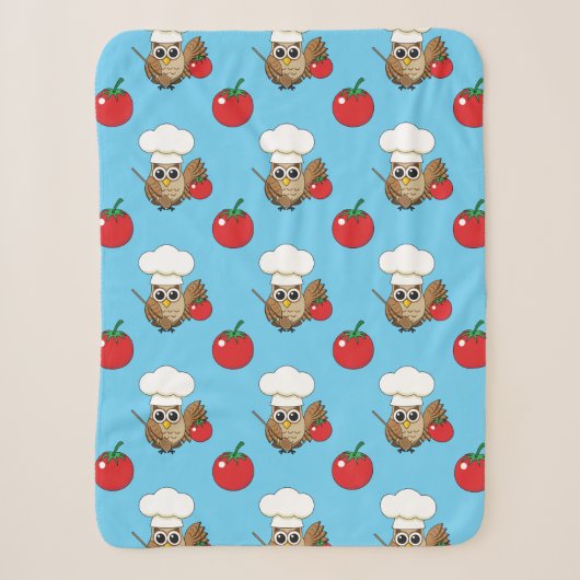 Cute Cooking Owl Cartoon Sherpa Deken (Voorkant)