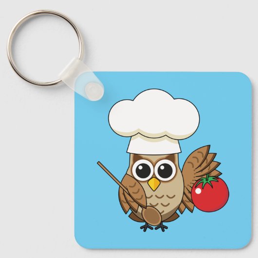 Cute Cooking Owl Cartoon Sleutelhanger (Voorkant)