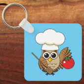 Cute Cooking Owl Cartoon Sleutelhanger (Voorkant)