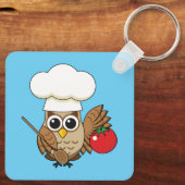 Cute Cooking Owl Cartoon Sleutelhanger (Achterkant)