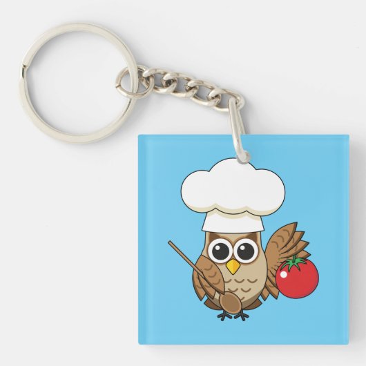 Cute Cooking Owl Cartoon Sleutelhanger (Voorkant)