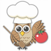 Cute Cooking Owl Cartoon Sticker (Voorkant)