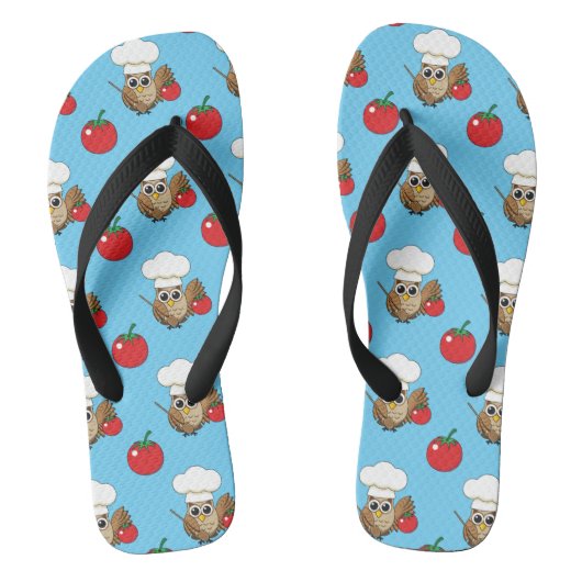 Cute Cooking Owl Cartoon Teenslippers (Voetbed)