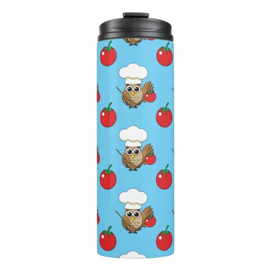 Cute Cooking Owl Cartoon Thermosbeker (Voorkant)