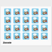 Cute Cooking Owl Cartoon Vierkante Sticker (Vel)