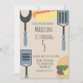 Cute Cookout Birthday Party Hamburger Hotdog Aankondiging (Voorkant)