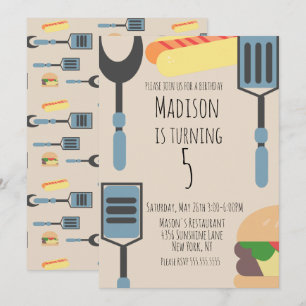 Cute Cookout Birthday Party Hamburger Hotdog Aankondiging