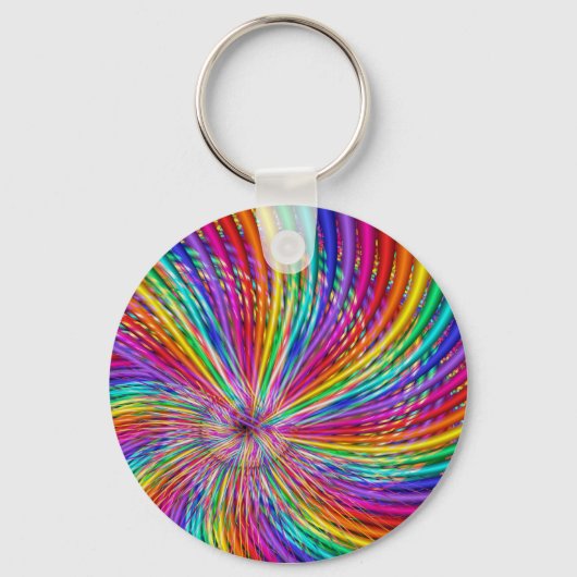 Cute Cool Abstract Pattern "Rainbow Swirl" Sleutelhanger (Voorkant)