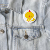 Cute Cool Cartoon Chicken Button Badge (In situ)