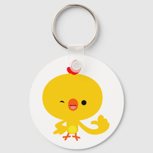 Cute Cool Cartoon Chicken Sleutelhanger (Voorkant)
