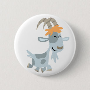 Cute Cool Cartoon Goat Button Badge