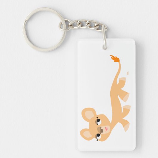 Cute Cool Cartoon Lioness AcrylSleutelhanger Sleutelhanger (Voorkant)