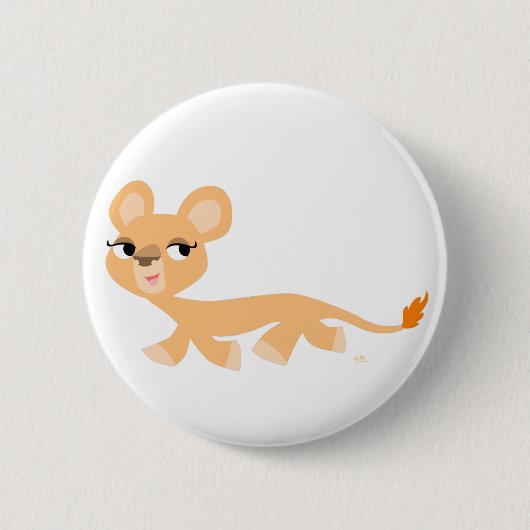 Cute Cool Cartoon Lioness Button Badge (Voorkant)