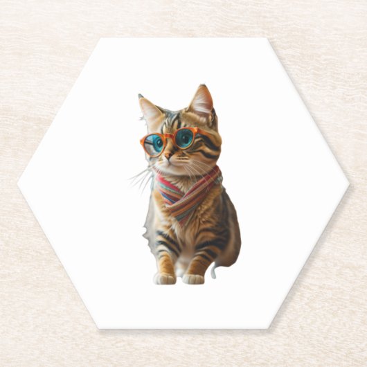 Cute Cool Cat Kartonnen Onderzetters (Voorkant)