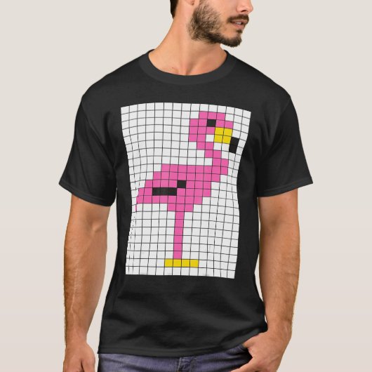 Cute Cool Pixel Pink Flamingo T-shirt (Voorkant)
