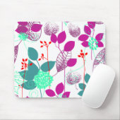 Cute Cool Retro Elegant Aqua Floral Muismat (Met muis)