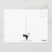 Cute Cool Sitting Black Cat met groene ogen Briefkaart (Achterkant)