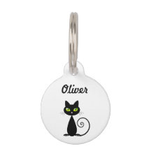 Cute Cool Sitting Black Cat met groene ogen